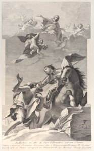 Saint Martin, on horseback, giving his cloak to a beggar, angels overhead Met DP885681