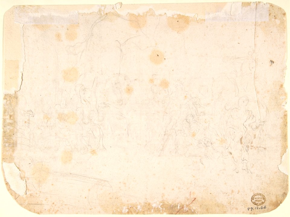 Saint Benedict Receiving a Warrior (recto); Sketch of Crowded Narrative Scene (verso) MET DP802439