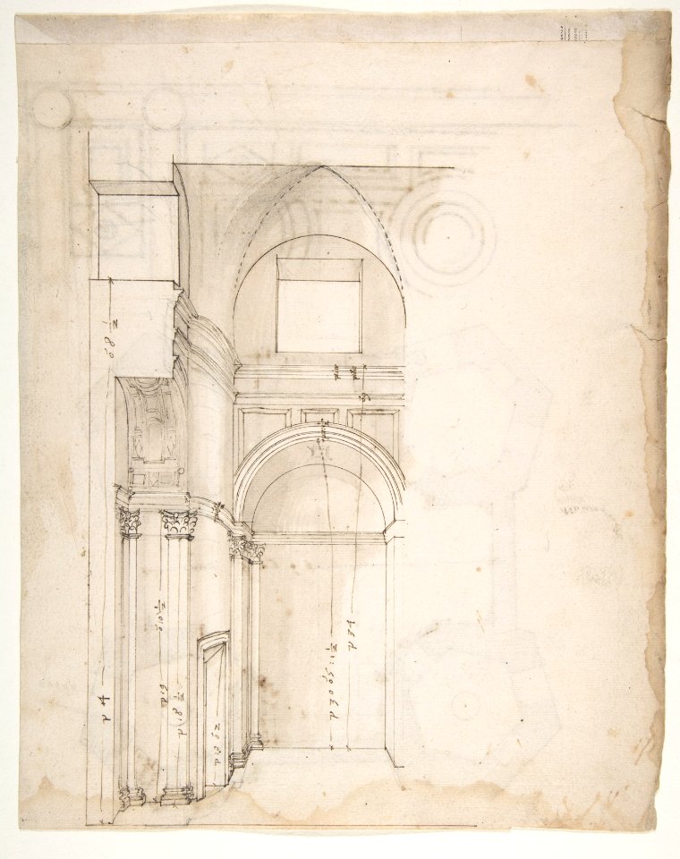 S. Giovanni Laterno, Oratorio della Santa Croce, section, perspective (recto) blank (verso) MET DP810810