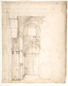 S. Giovanni Laterno, Oratorio della Santa Croce, section, perspective (recto) blank (verso) MET DP810810