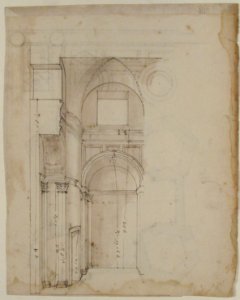 S. Giovanni Laterno, Oratorio della Santa Croce, section, perspective (recto) blank (verso) MET 68.769.43recto