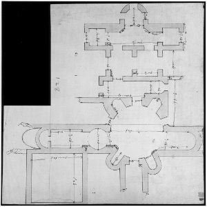 S. Giovanni Laterano, Centocelle, plan (recto) S. Giovanni Laterano, Centocelle, section (verso) MET sf68 769 49r-MM43693