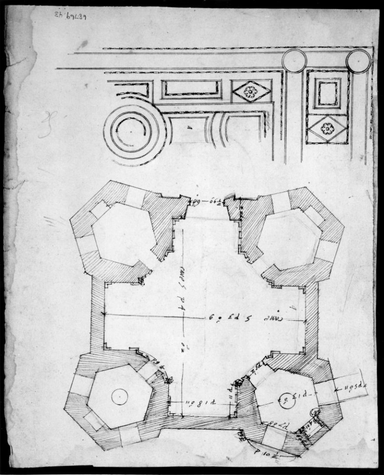 S. Giovanni Laterno, Oratorio della Santa Croce, section, perspective (recto) blank (verso) MET MM43685