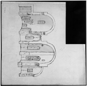 S. Giovanni Laterano, Centocelle, plan (recto) S. Giovanni Laterano, Centocelle, section (verso) MET sf68 769 49v-MM43694