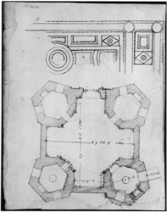 S. Giovanni Laterno, Oratorio della Santa Croce, section, perspective (recto) blank (verso) MET sf68 769 43v-MM43685