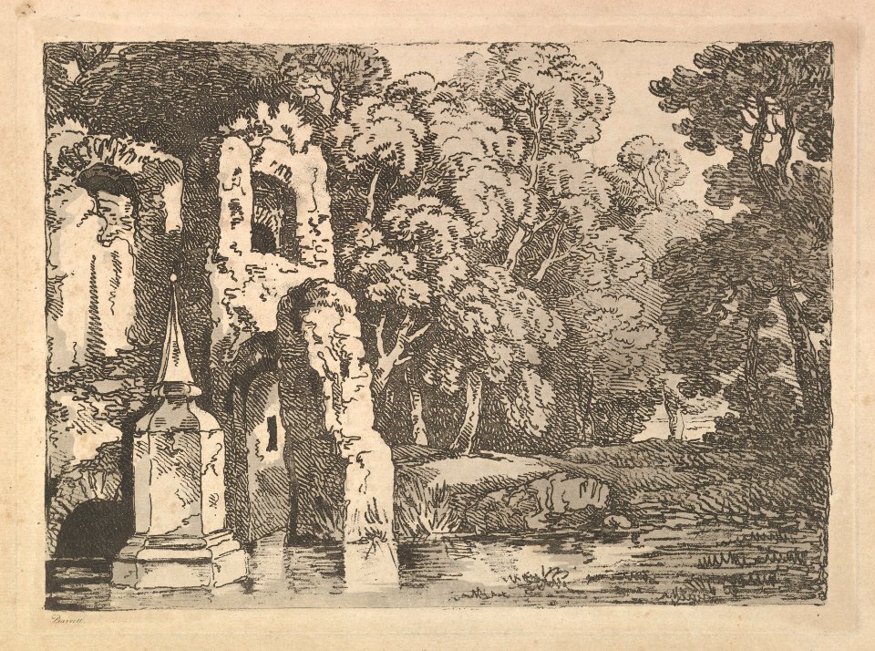 Ruins Next to a Pool in a Wooded Landscape MET DP823313