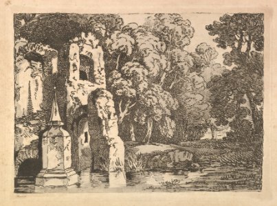 Ruins Next to a Pool in a Wooded Landscape MET DP823313