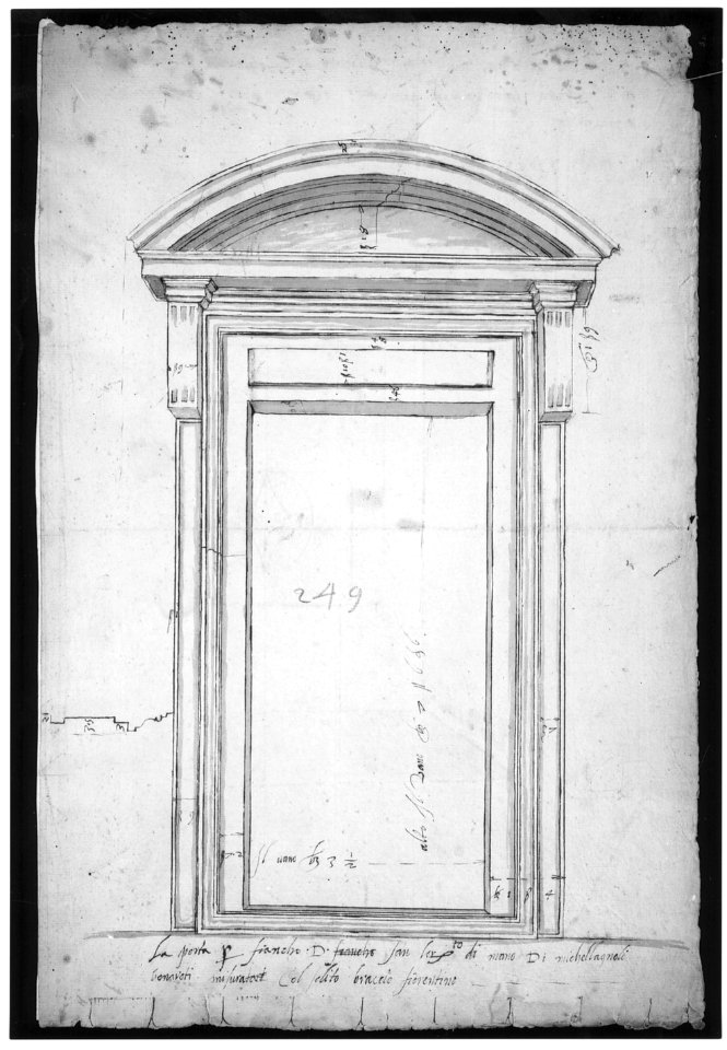 San Lorenzo, north portal, elevation (recto) San Lorenzo, north portal, cornice, profile (verso) MET sf49 92 40r-MM37894