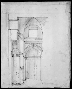 S. Giovanni Laterno, Oratorio della Santa Croce, section, perspective (recto) blank (verso) MET MM43684
