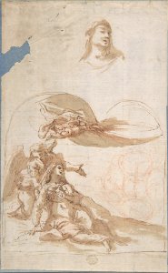 Saint in Ecstasy; Study of Saint's Head (recto); Sketches of Putti (verso) MET DP802277