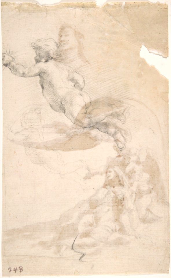 Saint in Ecstasy; Study of Saint's Head (recto); Sketches of Putti (verso) MET DP802425