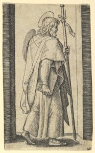 Saint James Major, book is his right hand, staff in his left facing right, from the series 'Piccoli Santi' (Small Saints) MET DP853478