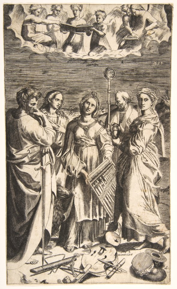 Saint Cecilia standing in the centre accompanied by Saint Paul, the Magdalene, Saint John the Evangelist, and Saint Augustine MET DP812434