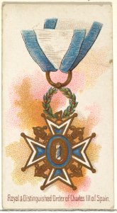 Royal and Distinguished Order of Charles III of Spain, from the World's Decorations series (N30) for Allen & Ginter Cigarettes MET DP838282
