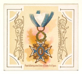 Royal and Distinguished Order of Charles III of Spain, from the World's Decorations series (N44) for Allen & Ginter Cigarettes MET DP839338