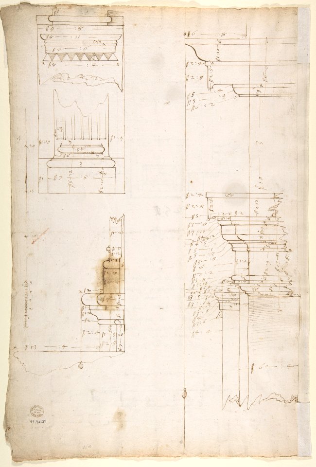 San Lorenzo, New Sacristy, plan (recto) San Lorenzo, New Sacristy, details, elevation and section (verso) MET DP810638