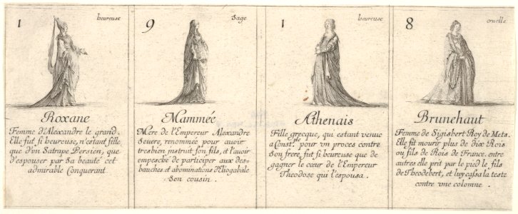 Roxane, Mammée, Athenais, and Brunehaut, from 'The game of queens' (Le jeu des Reines renommées) MET DP833247