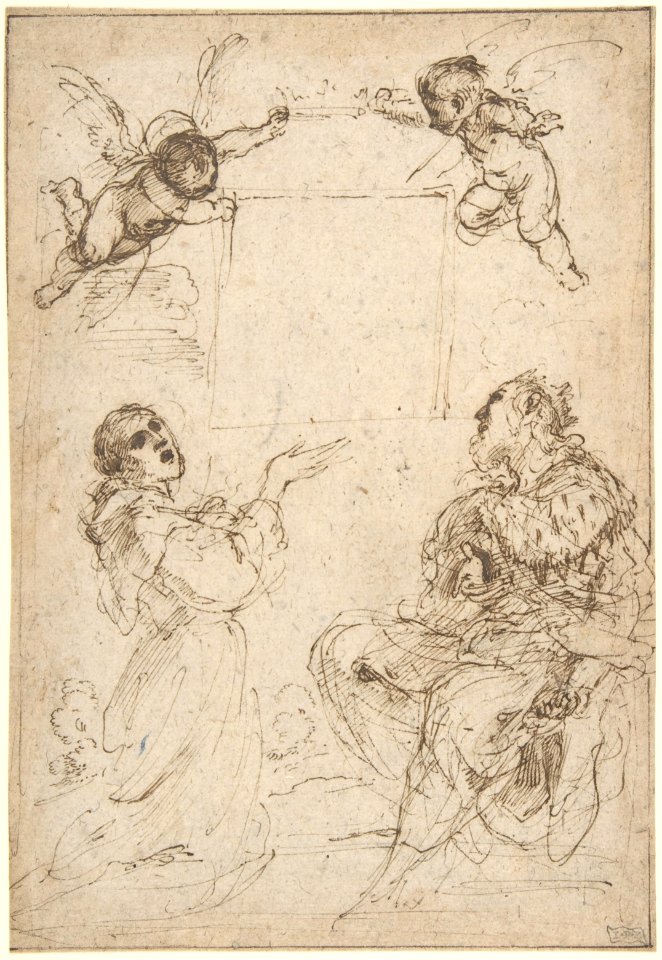 Saint Francis of Assisi and Saint Louis of France Venerating an Image of the Virgin MET DP810216