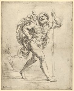 Saint Christopher walking with the infant Christ on his right shoulder MET DP837847