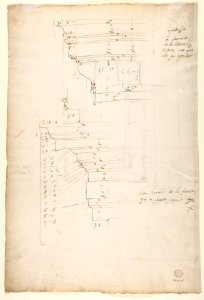 San Lorenzo, Library, window, elevation (recto) San Lorenzo, Library, window, cornice, section; cornice, section (verso) MET DP810569