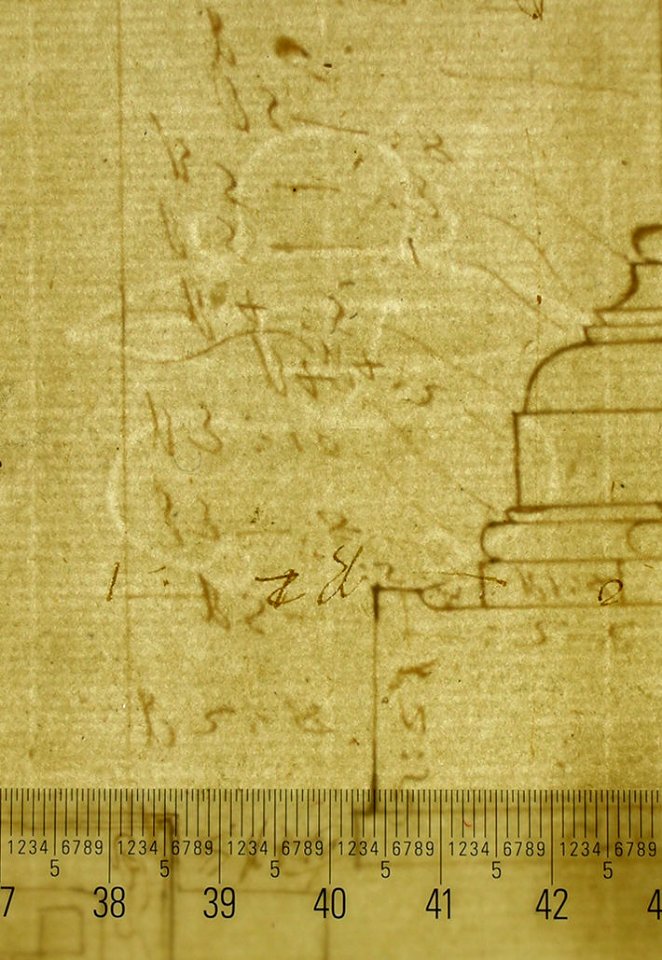San Lorenzo, New Sacristy, plan (recto) San Lorenzo, New Sacristy, details, elevation and section (verso) MET sf49 92 39-watermark