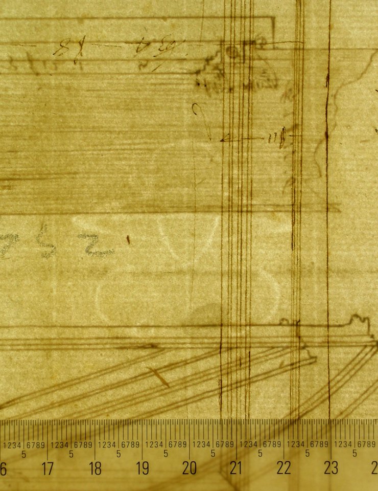San Lorenzo, Library, Ricetto, entry portal to library, elevation (recto) San Lorenzo, Library, Ricetto, entry portal to library, plan and wall detail (verso) MET sf49 92 29-watermark