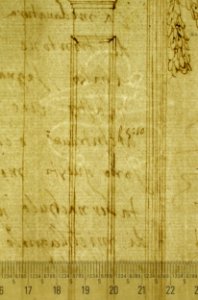 San Lorenzo, New Sacristy, niche frame, tabernacle, plan and elevation (recto) San Lorenzo, New Sacristy, entablature, cornice, and base of niche, profiles (verso) MET sf49 92 59-watermark