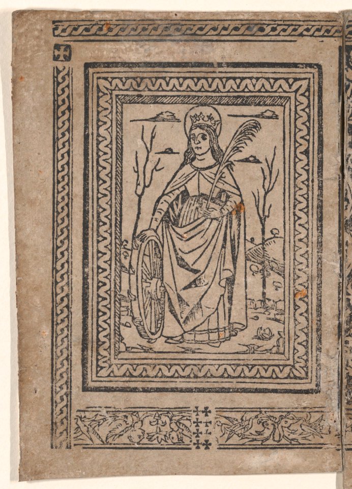 Saint Catherine of Alexandria, from the 'Legenda di Sancta Caterina' (Modena, Richizola, 1490) MET DP869298