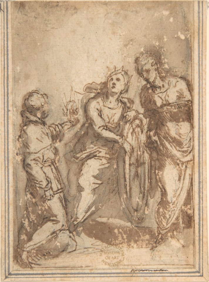 Saint Catherine Flanked by a Male and a Female Saint MET DP802292