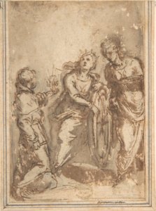 Saint Catherine Flanked by a Male and a Female Saint MET DP802292