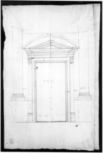 San Lorenzo, Library, portal, section (recto) San Lorenzo, Library, Ricetto, portal, elevation (verso) MET sf49 92 31v-MM37885