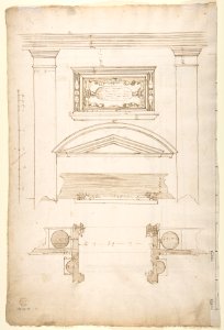 San Lorenzo, Library, Ricetto, entry portal to library, elevation (recto) San Lorenzo, Library, Ricetto, entry portal to library, plan and wall detail (verso) MET DP810559