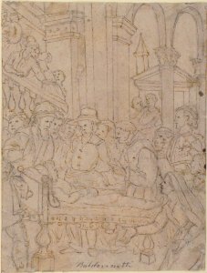 Saint Anthony of Padua Healing a Sick Man (recto); Partial Figural Studies Based on the Composition on the Recto (verso) MET 49.116.3 RECTO