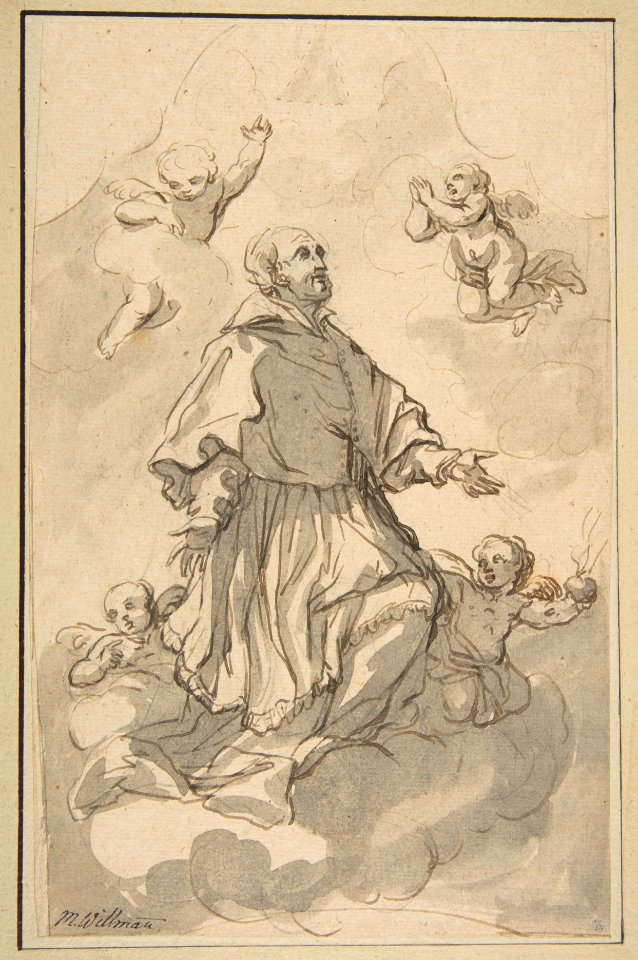 Saint Augustine on Clouds Surrounded by Angels MET DP816824