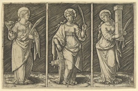 Saint Barbara (left), Saint Catherine, (center), Saint Lucy (right) MET DP853512