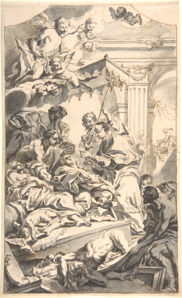Saint Carl Borromäus Giving Extreme Unction to the Plague-Stricken. MET DP803809