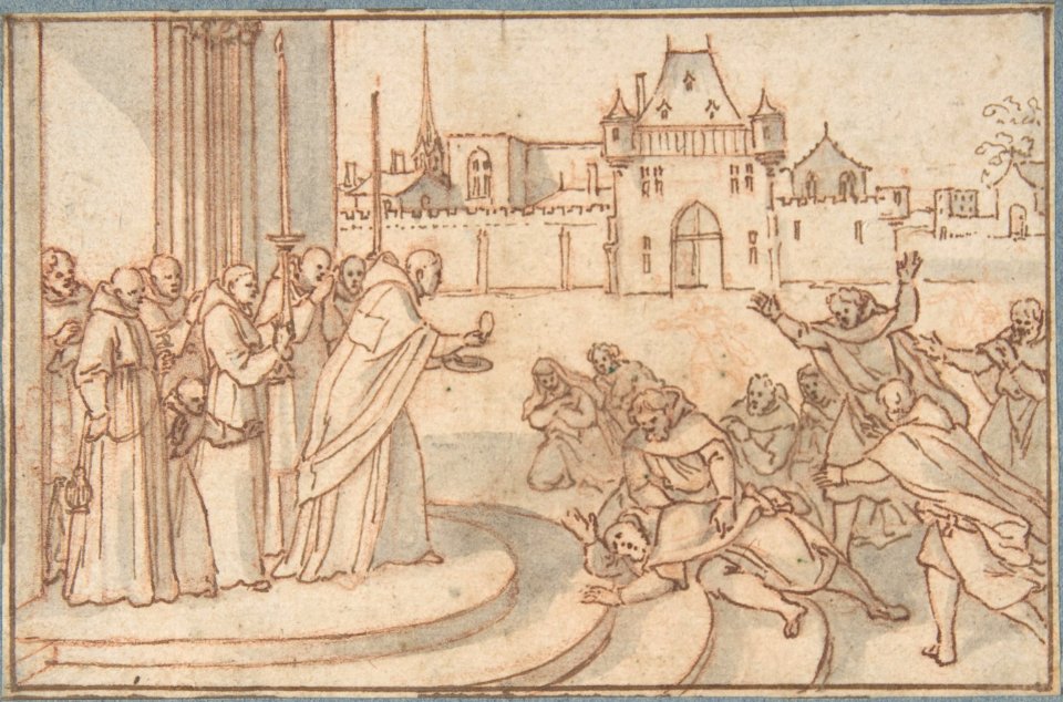 Saint Bernard presenting the host to Guillaume X, duc de Guyenne MET DP807119