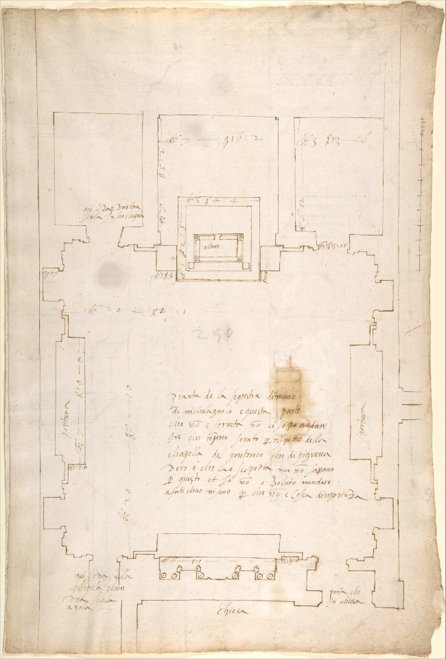 San Lorenzo, New Sacristy, plan (recto) San Lorenzo, New Sacristy, details, elevation and section (verso) MET DP810637
