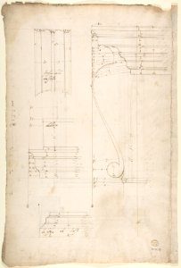 San Lorenzo, New Sacristy, portal, plan; elevation (recto) San Lorenzo, New Sacristy, portal, details (verso) MET DP810628