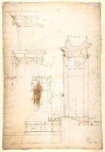 San Lorenzo, Library, Ricetto, portal to Ricetto, elevation; plan (recto) San Lorenzo, Library, Ricetto, portal to Ricetto, section; details (verso) MET DP810565