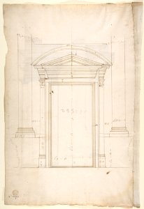 San Lorenzo, Library, portal, section (recto) San Lorenzo, Library, Ricetto, portal, elevation (verso) MET DP810634