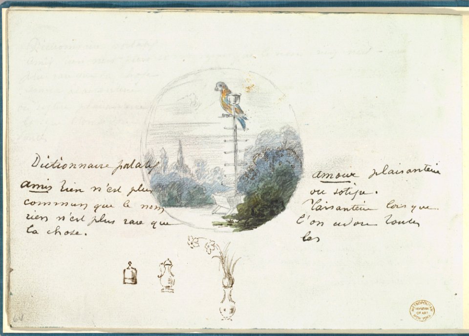 Roundel with Bird in a Landscape and Small Sketches MET DP825829