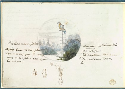 Roundel with Bird in a Landscape and Small Sketches MET DP825829