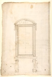 San Lorenzo, Library, Ricetto, portal to Ricetto, elevation; plan (recto) San Lorenzo, Library, Ricetto, portal from cloister, details (verso) MET DP810561