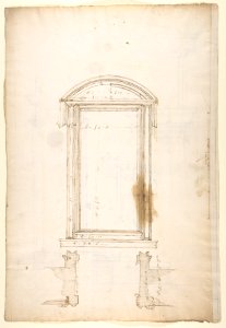 San Lorenzo, Library, Ricetto, portal to Ricetto, elevation; plan (recto) San Lorenzo, Library, Ricetto, portal to Ricetto, section; details (verso) MET DP810564