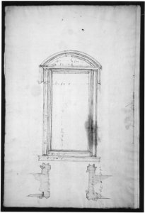 San Lorenzo, Library, Ricetto, portal to Ricetto, elevation; plan (recto) San Lorenzo, Library, Ricetto, portal to Ricetto, section; details (verso) MET sf49 92 36r-MM37890