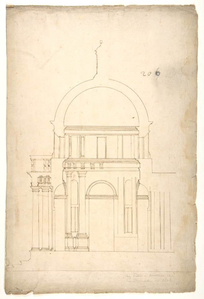 S. Pietro in Montorio, Tempietto, section (recto) blank (verso) MET DP810837