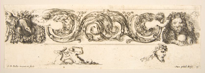 Rinceaux with Eagle and Lion, Plate 15 from- 'Decorative friezes and foliage' (Ornamenti di fregi e fogliami) MET DP817954