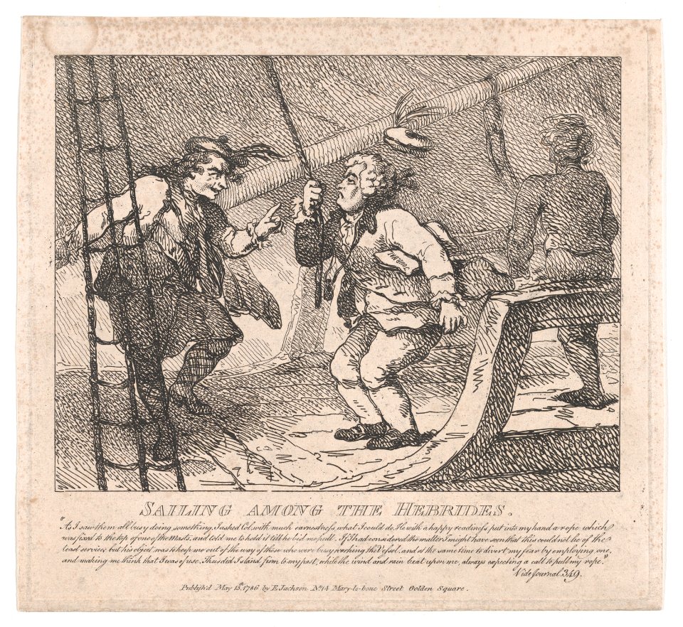 Sailing Among the Hebrides, the Journalist Holding a Rope's End (Picturesque Beauties of Boswell, Part the Second) MET DP871872