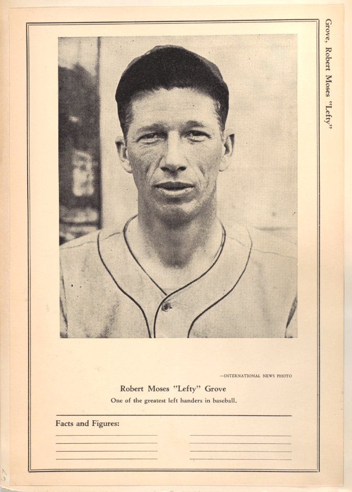 Robert Moses "Lefty" Grove from Sports Exchange All-Stars trade cards (W603) MET DPB882288